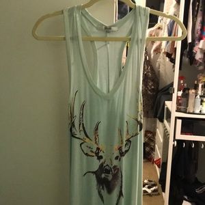 Mint maxi dress with deer print